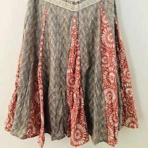 Rya Gray Multi Print Skirt SZ S Tags Bohemian